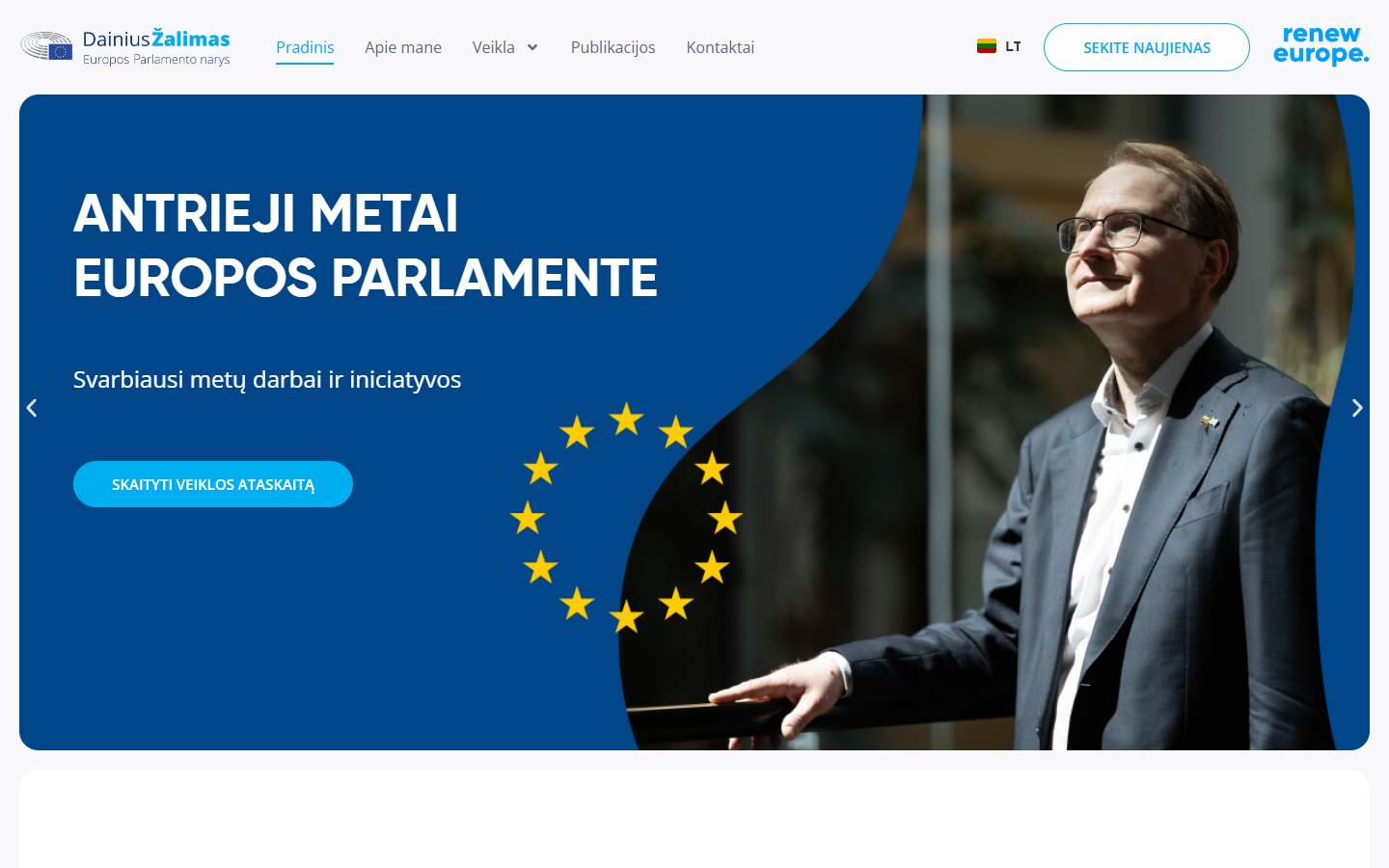 Dainiaus Žalimo svetainės pagrindinis ekranas
