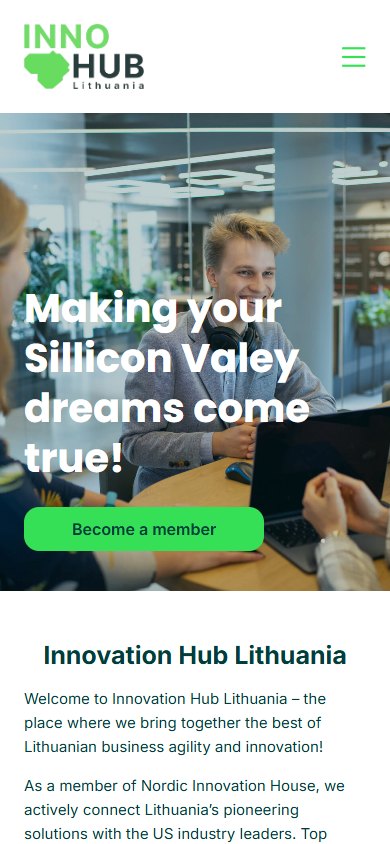 InnoHub Lithuania svetainės mobili versija